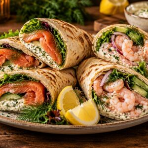 Wraps med flødeost og laks eller rejer